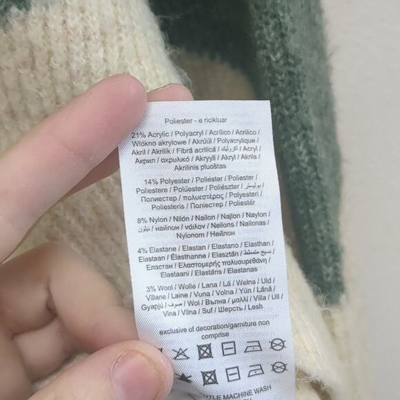 Vero Moda Green and‎ Cream Color Block Crew Neck Sweater size XL - Picture 5 of 6